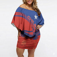 Chile Rugby Custom Los Condores Off Shoulder Short Dress Copihue Motifs