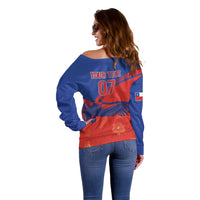 Chile Rugby Custom Los Condores Off Shoulder Sweater Copihue Motifs