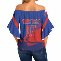 Chile Rugby Custom Los Condores Off Shoulder Wrap Waist Top Copihue Motifs
