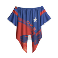 Chile Rugby Custom Los Condores Off Shoulder Wrap Waist Top Copihue Motifs