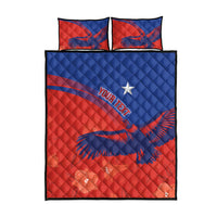 Chile Rugby Custom Los Condores Quilt Bed Set Copihue Motifs