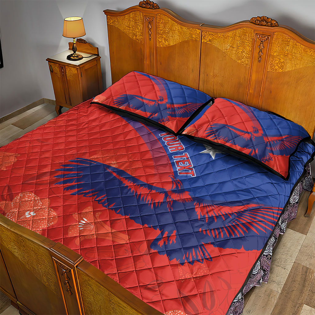 Chile Rugby Custom Los Condores Quilt Bed Set Copihue Motifs