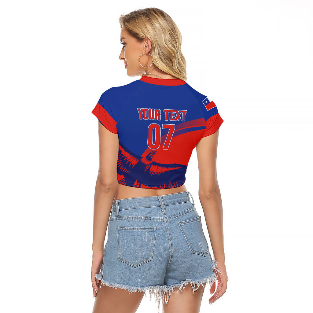 Chile Rugby Custom Los Condores Raglan Cropped T Shirt Copihue Motifs