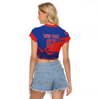 Chile Rugby Custom Los Condores Raglan Cropped T Shirt Copihue Motifs