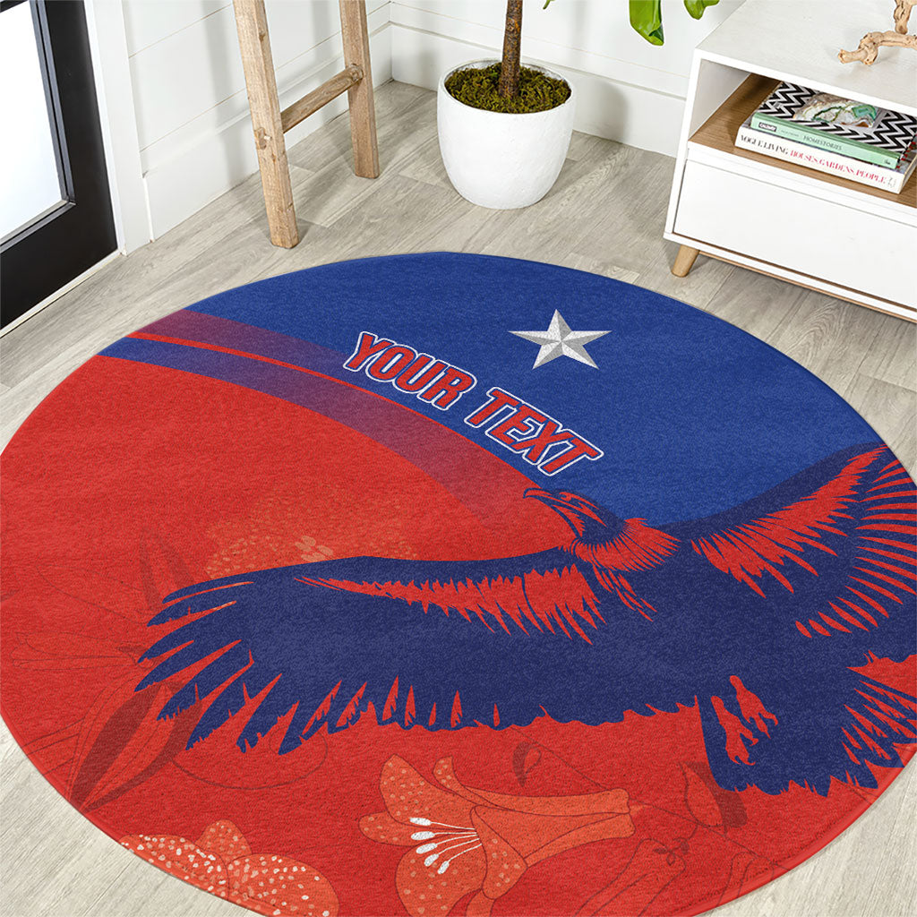 Chile Rugby Custom Los Condores Round Carpet Copihue Motifs