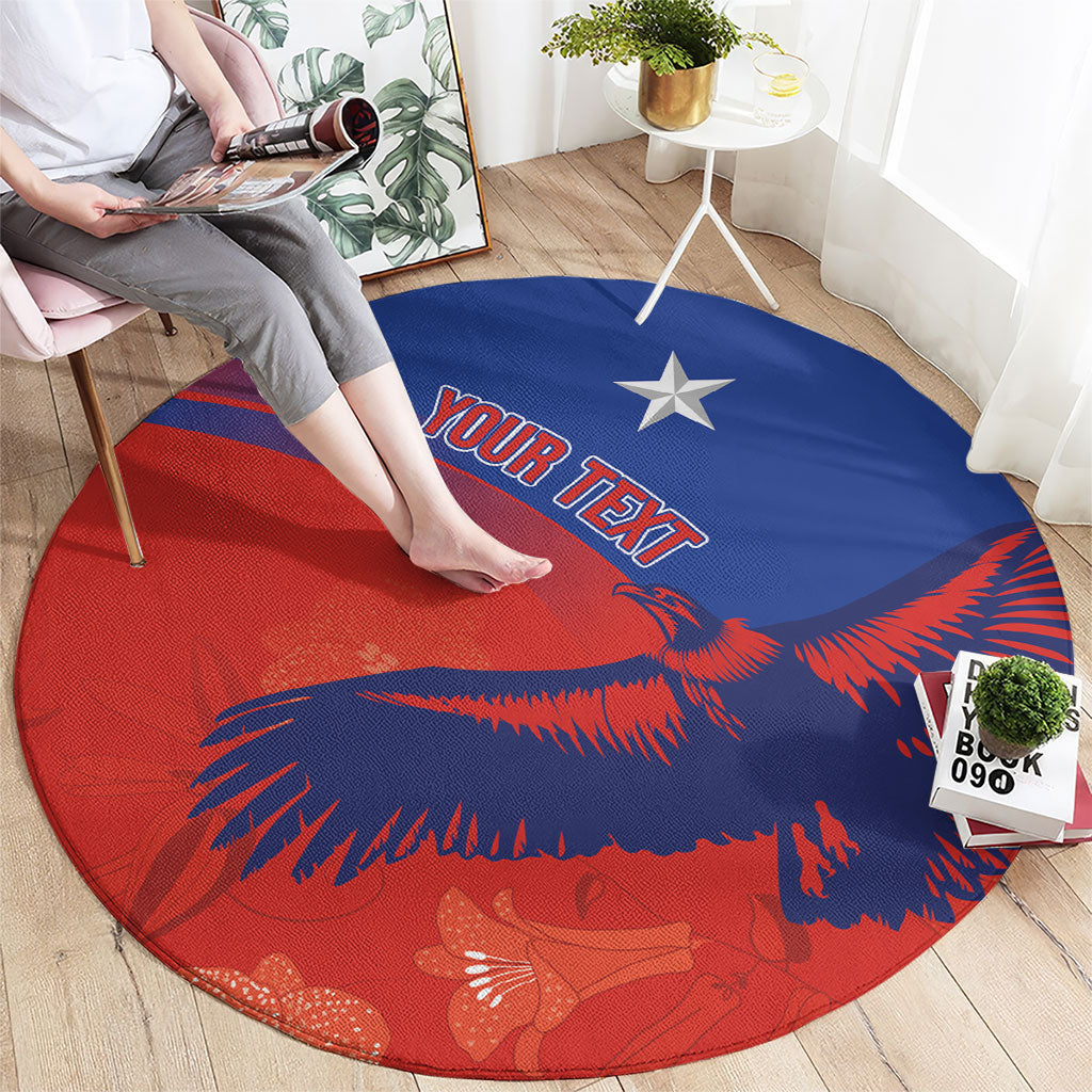 Chile Rugby Custom Los Condores Round Carpet Copihue Motifs