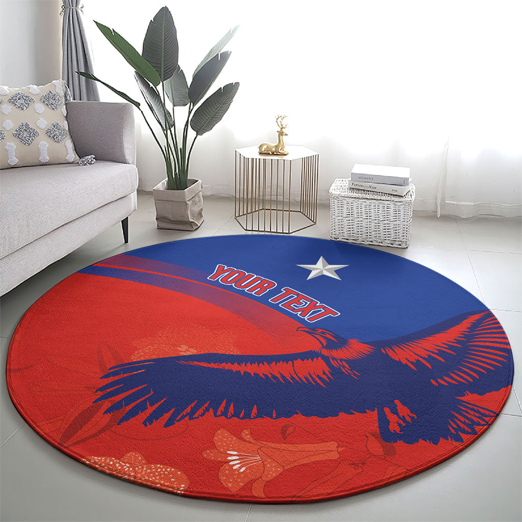 Chile Rugby Custom Los Condores Round Carpet Copihue Motifs