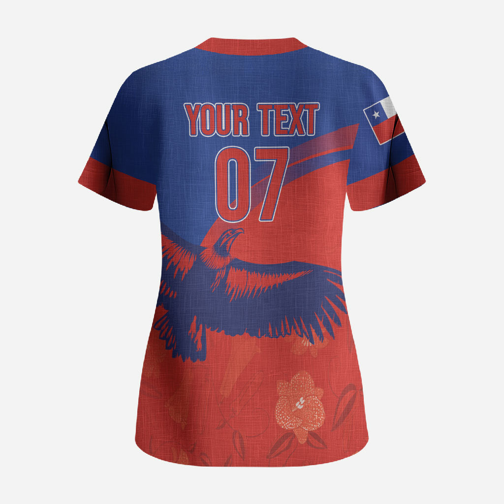 Chile Rugby Custom Los Condores Scrub Top Copihue Motifs