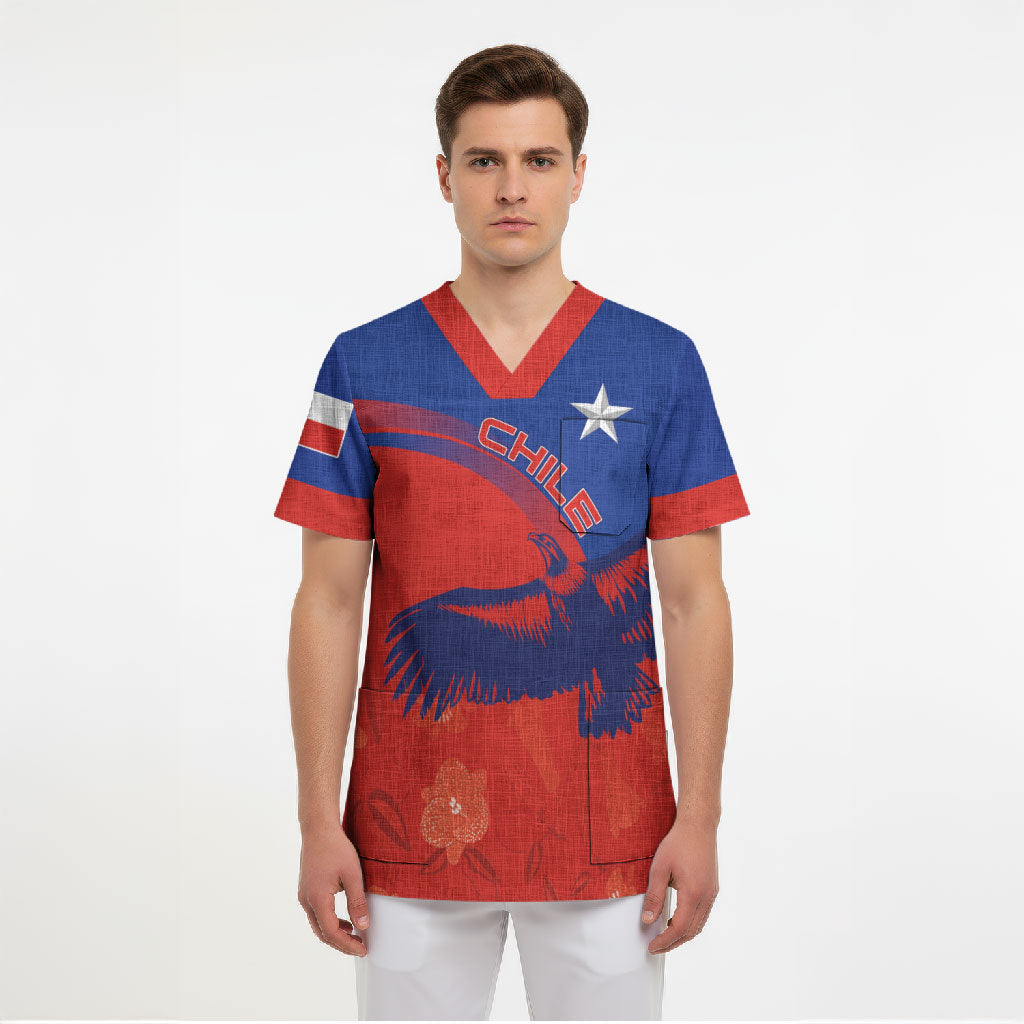 Chile Rugby Custom Los Condores Scrub Top Copihue Motifs