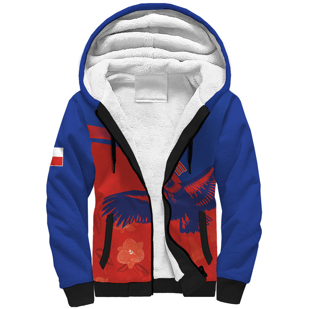 Chile Rugby Custom Los Condores Sherpa Hoodie Copihue Motifs
