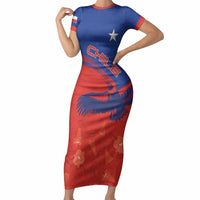 Chile Rugby Custom Los Condores Short Sleeve Bodycon Dress Copihue Motifs