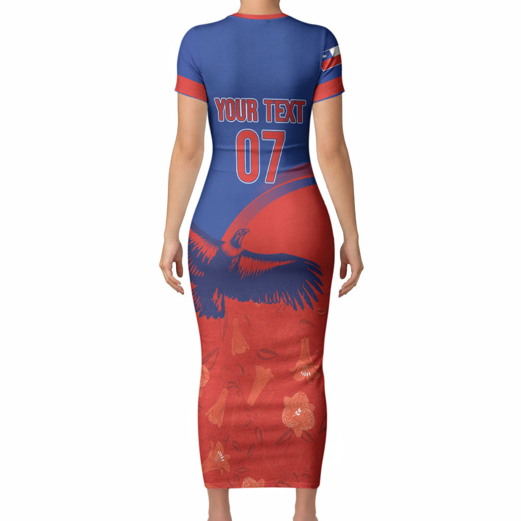 Chile Rugby Custom Los Condores Short Sleeve Bodycon Dress Copihue Motifs
