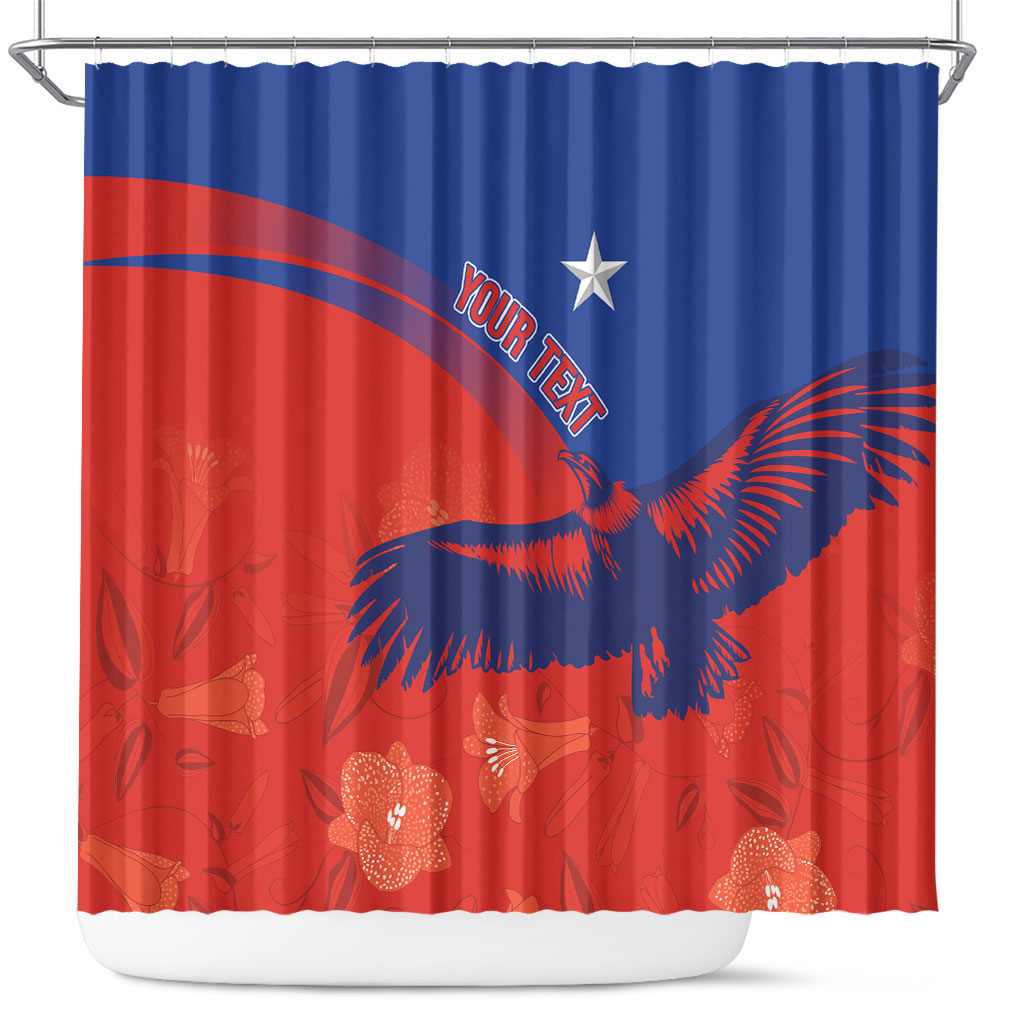 Chile Rugby Custom Los Condores Shower Curtain Copihue Motifs