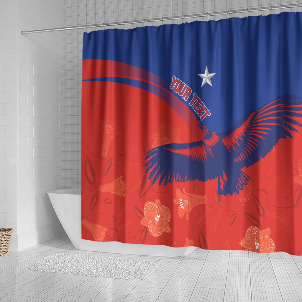 Chile Rugby Custom Los Condores Shower Curtain Copihue Motifs