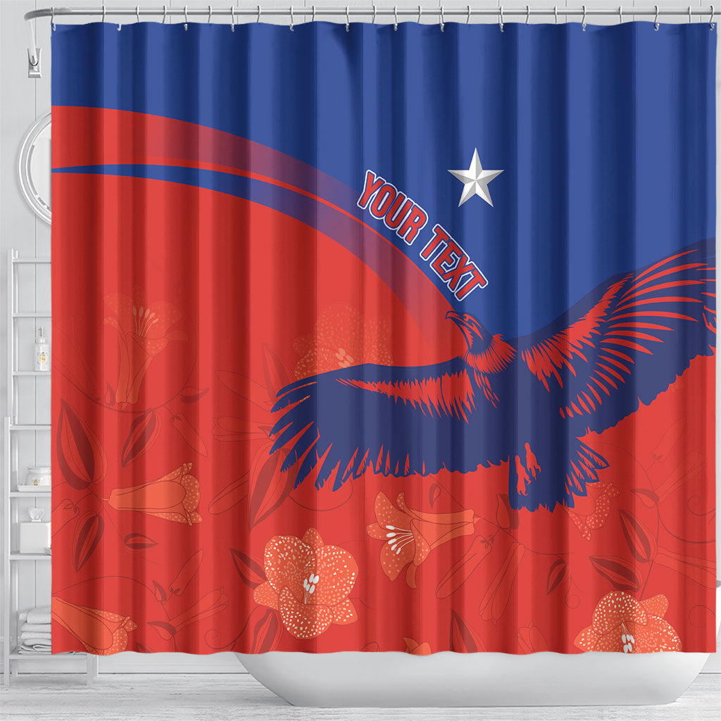Chile Rugby Custom Los Condores Shower Curtain Copihue Motifs