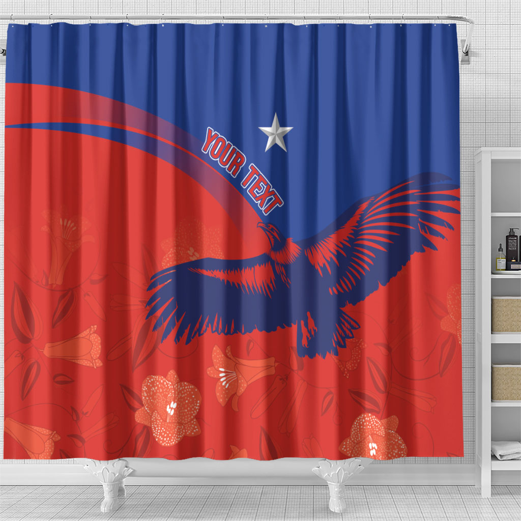 Chile Rugby Custom Los Condores Shower Curtain Copihue Motifs