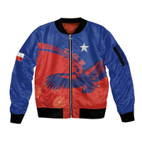 Chile Rugby Custom Los Condores Sleeve Zip Bomber Jacket Copihue Motifs