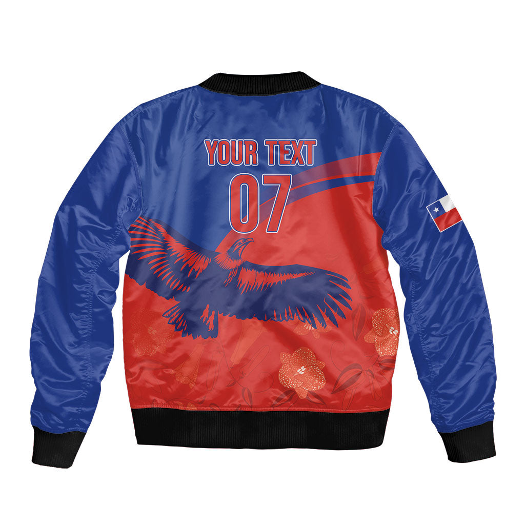 Chile Rugby Custom Los Condores Sleeve Zip Bomber Jacket Copihue Motifs