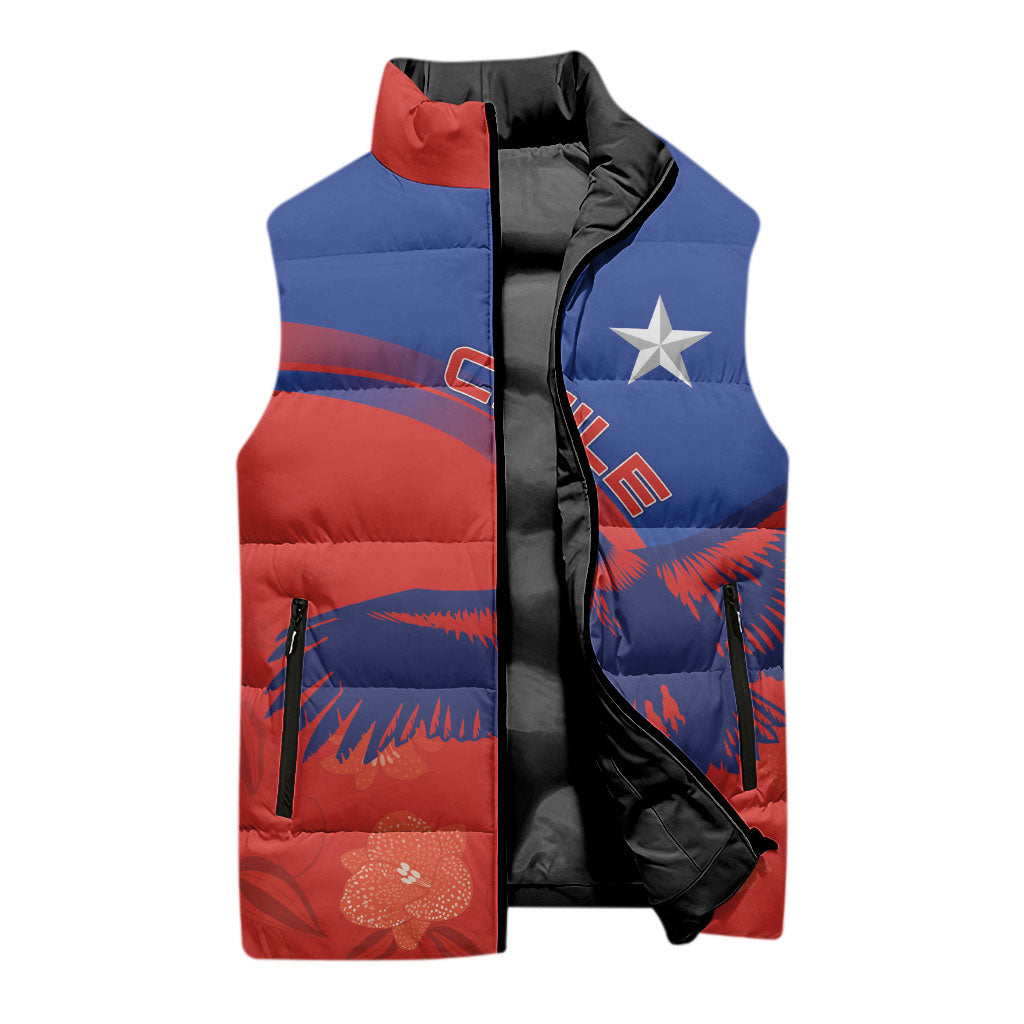 Chile Rugby Custom Los Condores Sleeveless Puffer Jacket Copihue Motifs