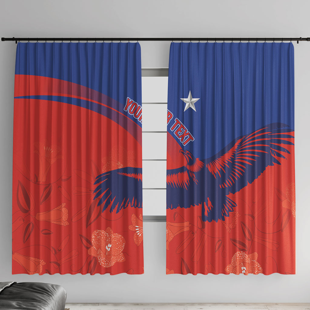 Chile Rugby Custom Los Condores Window Curtain Copihue Motifs