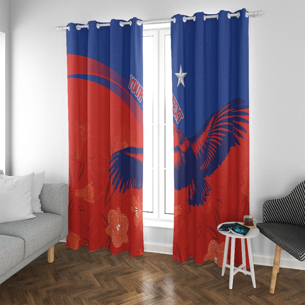 Chile Rugby Custom Los Condores Window Curtain Copihue Motifs