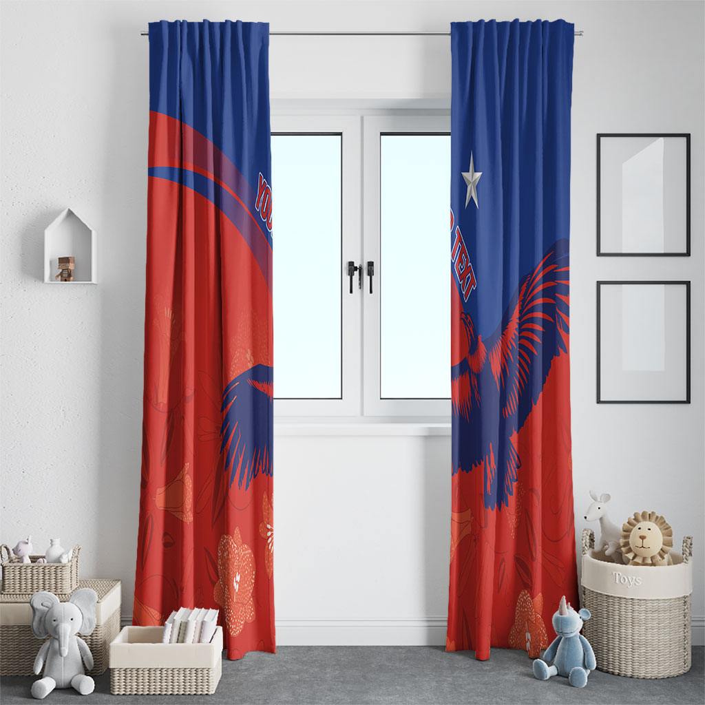 Chile Rugby Custom Los Condores Window Curtain Copihue Motifs