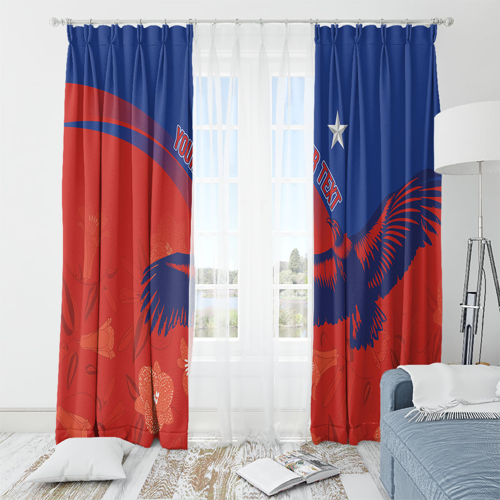 Chile Rugby Custom Los Condores Window Curtain Copihue Motifs
