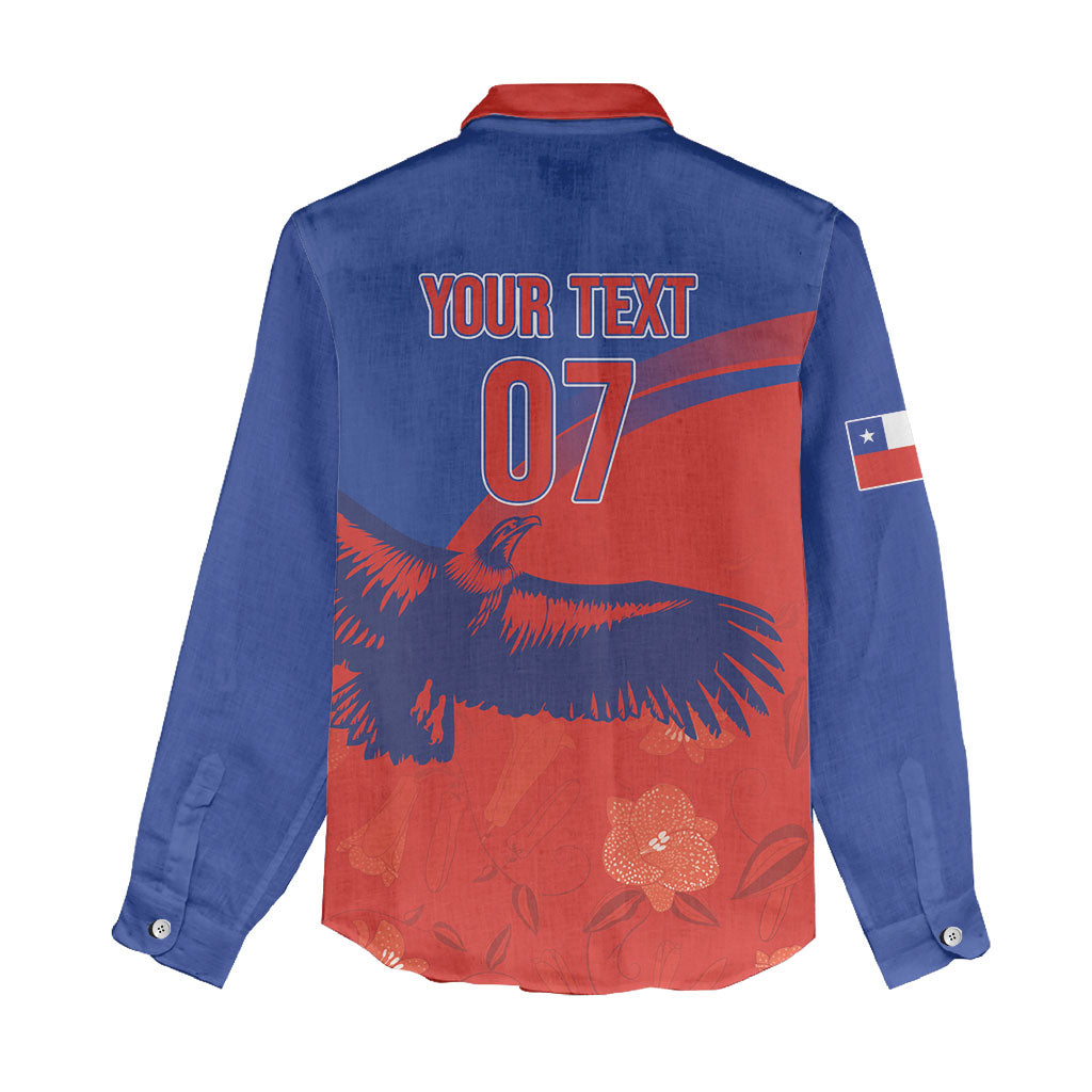 Chile Rugby Custom Los Condores Women Casual Shirt Copihue Motifs