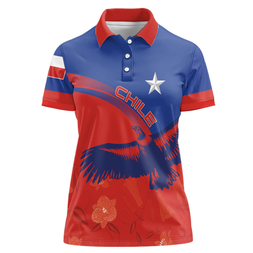 Chile Rugby Custom Los Condores Women Polo Shirt Copihue Motifs