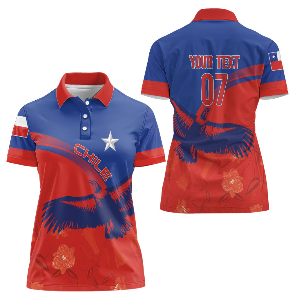 Chile Rugby Custom Los Condores Women Polo Shirt Copihue Motifs