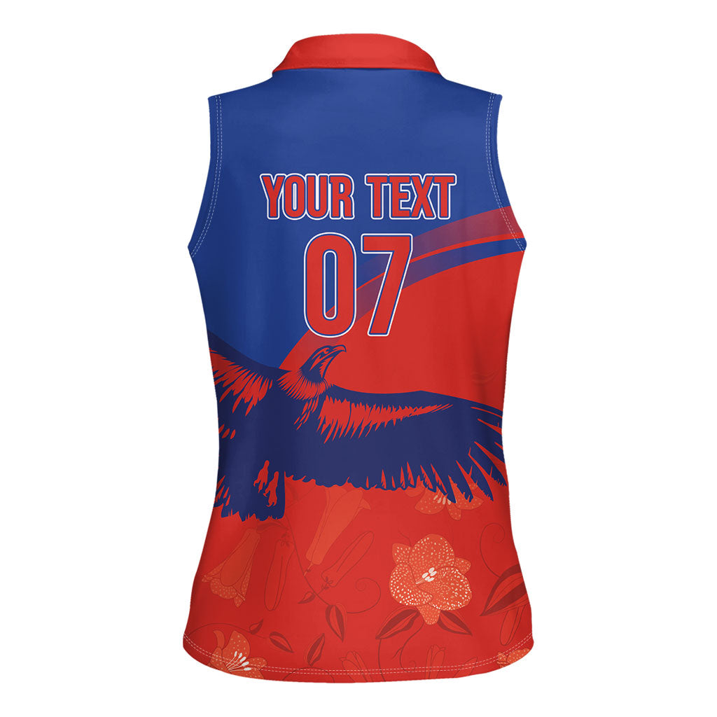 Chile Rugby Custom Los Condores Women Sleeveless Polo Shirt Copihue Motifs