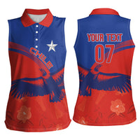 Chile Rugby Custom Los Condores Women Sleeveless Polo Shirt Copihue Motifs