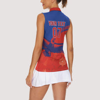 Chile Rugby Custom Los Condores Women Sleeveless Polo Shirt Copihue Motifs