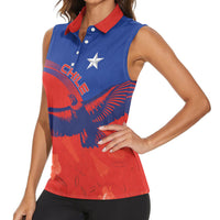 Chile Rugby Custom Los Condores Women Sleeveless Polo Shirt Copihue Motifs