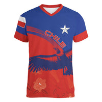 Chile Rugby Custom Los Condores Women V-Neck T-Shirt Copihue Motifs