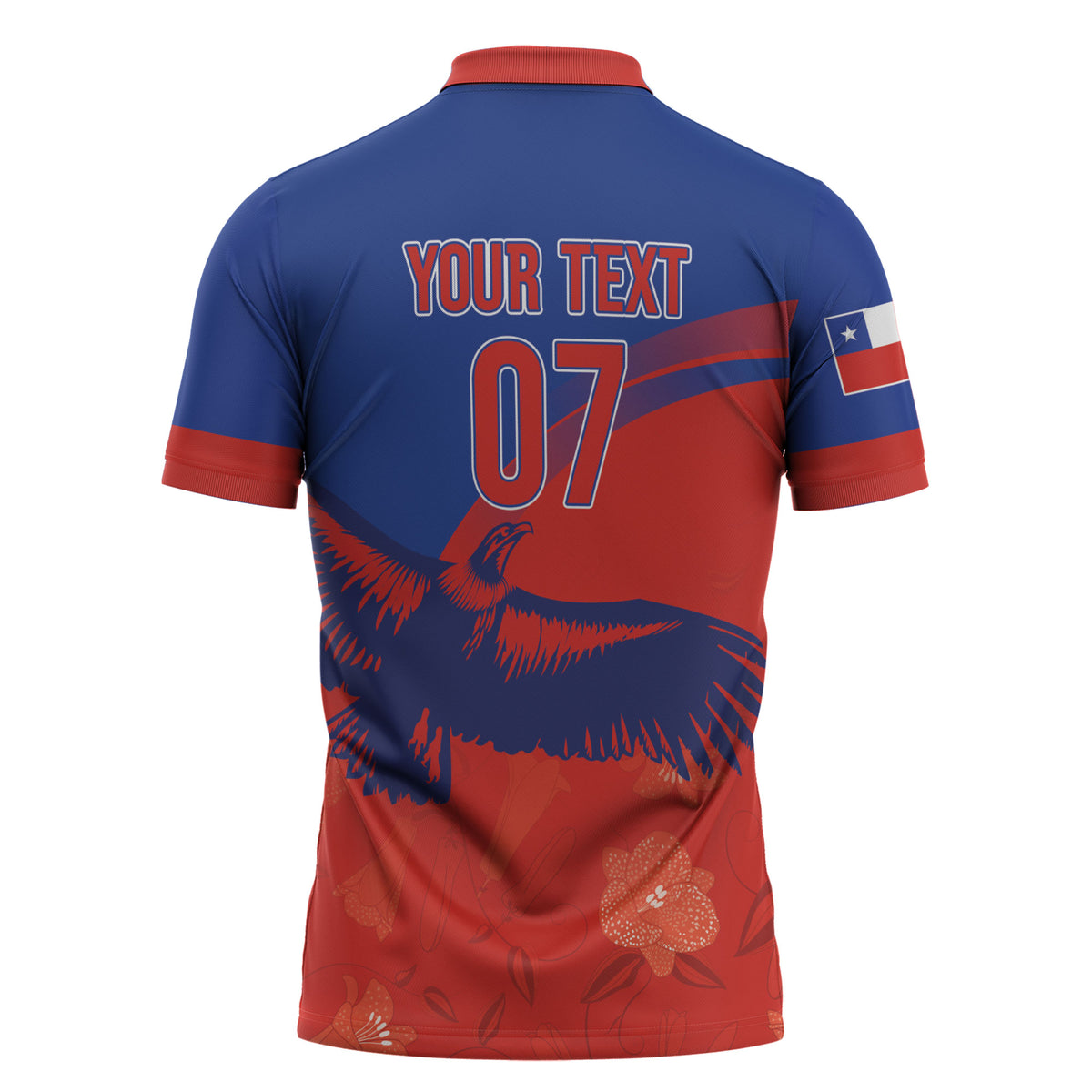 Chile Rugby Custom Los Condores Zipper Polo Shirt Copihue Motifs