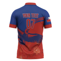 Chile Rugby Custom Los Condores Zipper Polo Shirt Copihue Motifs