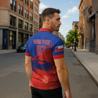 Chile Rugby Custom Los Condores Zipper Polo Shirt Copihue Motifs