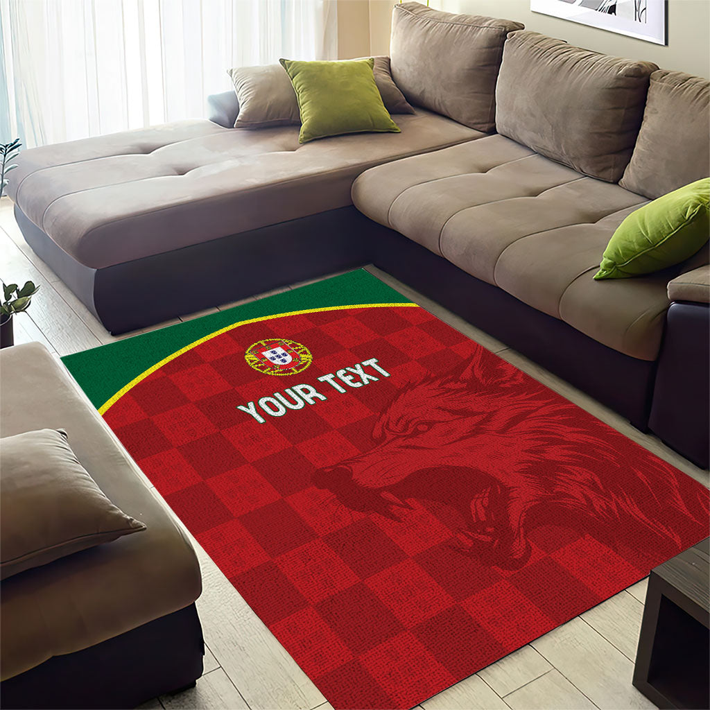 Portugal Rugby Custom Os Lobos Area Rug Bandeira das Quinas Inspired