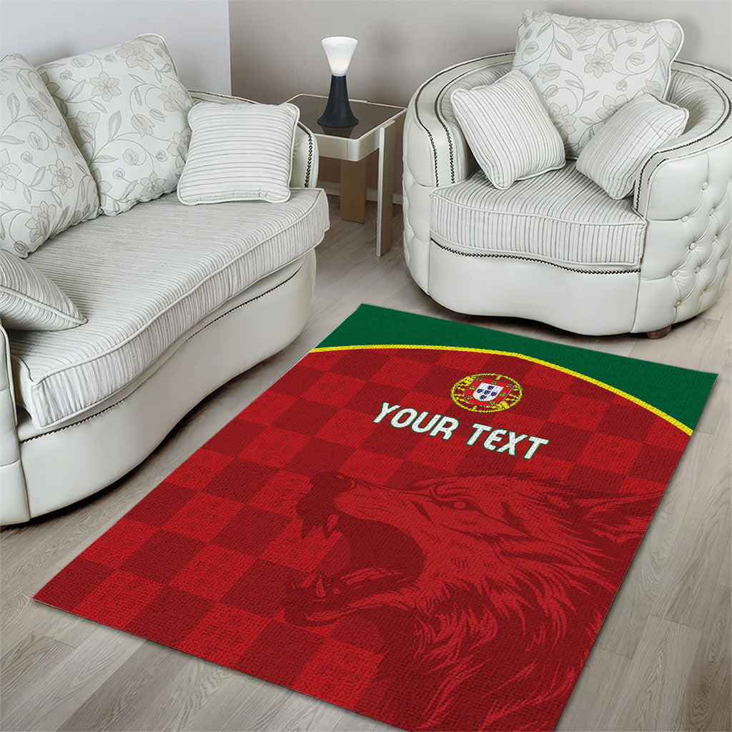 Portugal Rugby Custom Os Lobos Area Rug Bandeira das Quinas Inspired