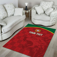 Portugal Rugby Custom Os Lobos Area Rug Bandeira das Quinas Inspired