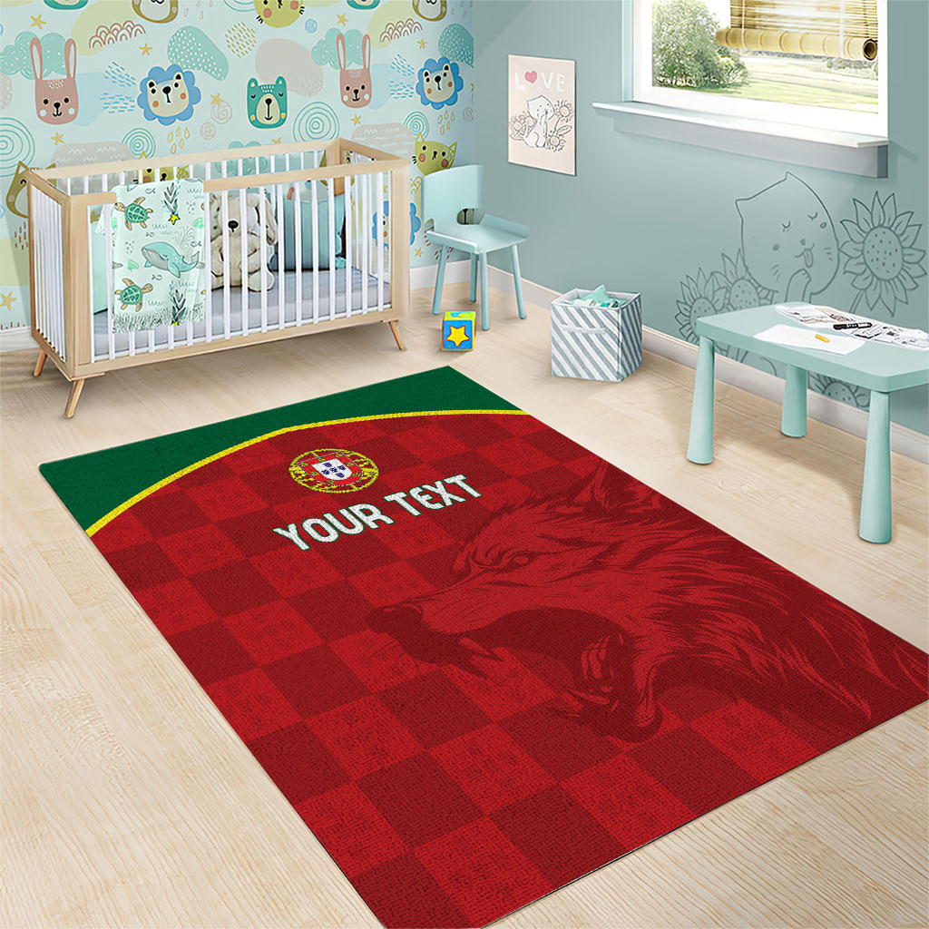 Portugal Rugby Custom Os Lobos Area Rug Bandeira das Quinas Inspired