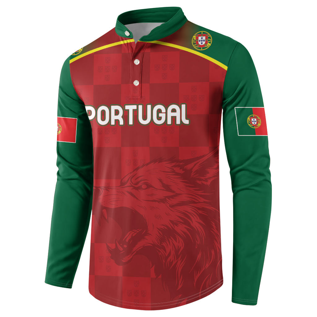 Portugal Rugby Custom Os Lobos Button Sweatshirt Bandeira das Quinas Inspired