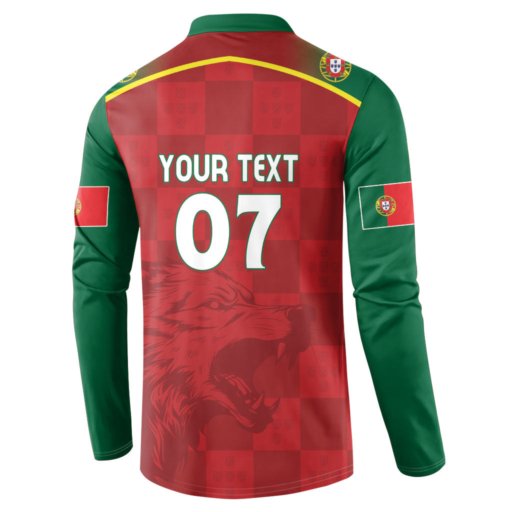 Portugal Rugby Custom Os Lobos Button Sweatshirt Bandeira das Quinas Inspired