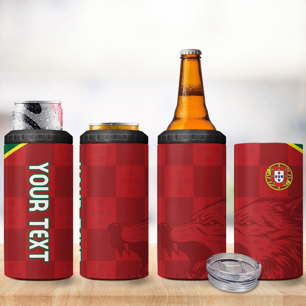 Portugal Rugby Custom Os Lobos 4 in 1 Can Cooler Tumbler Bandeira das Quinas Inspired