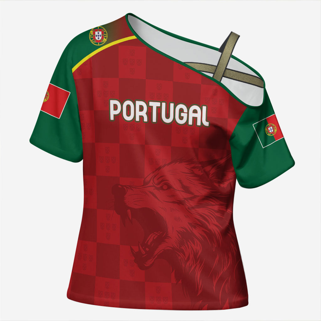 Portugal Rugby Custom Os Lobos Cross Shoulder Shirt Bandeira das Quinas Inspired
