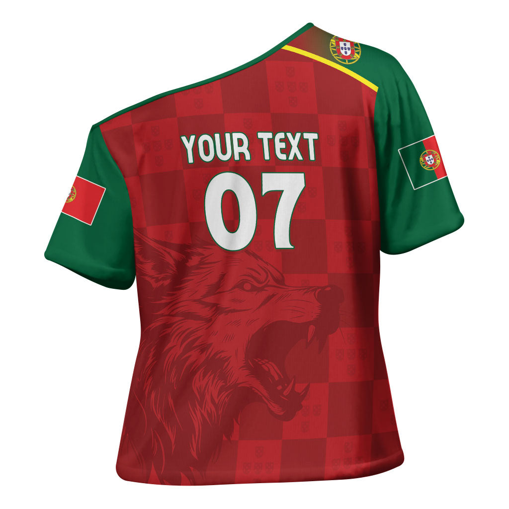 Portugal Rugby Custom Os Lobos Cross Shoulder Shirt Bandeira das Quinas Inspired