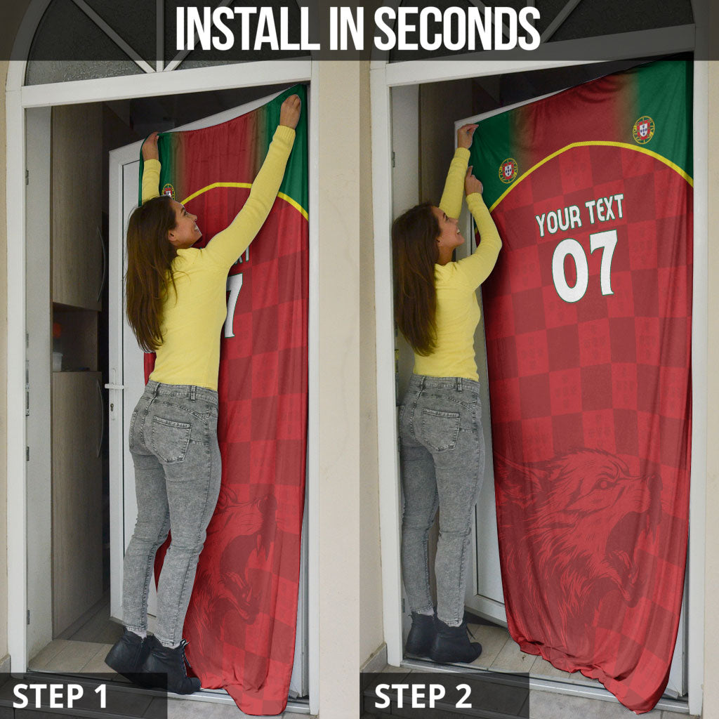 Portugal Rugby Custom Os Lobos Door Cover Bandeira das Quinas Inspired
