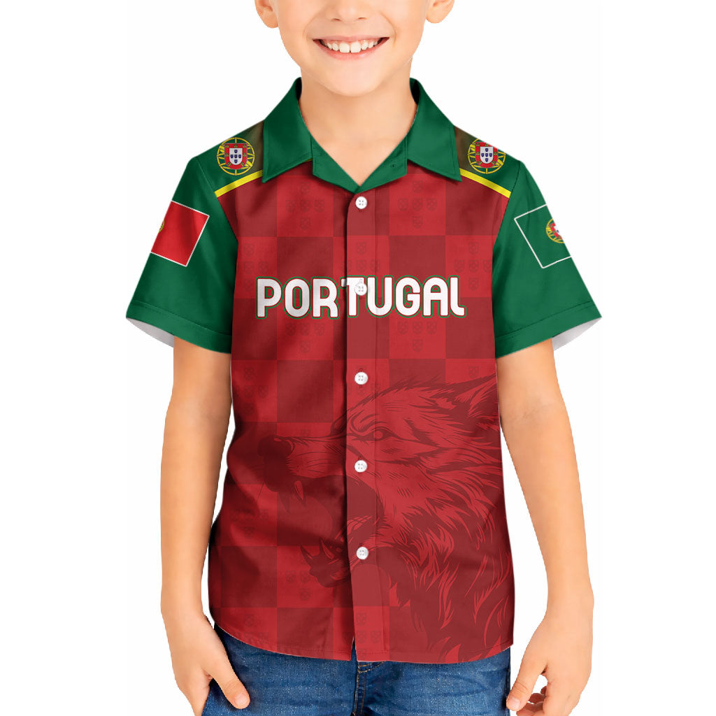 Portugal Rugby Custom Os Lobos Kid Hawaiian Shirt Bandeira das Quinas Inspired