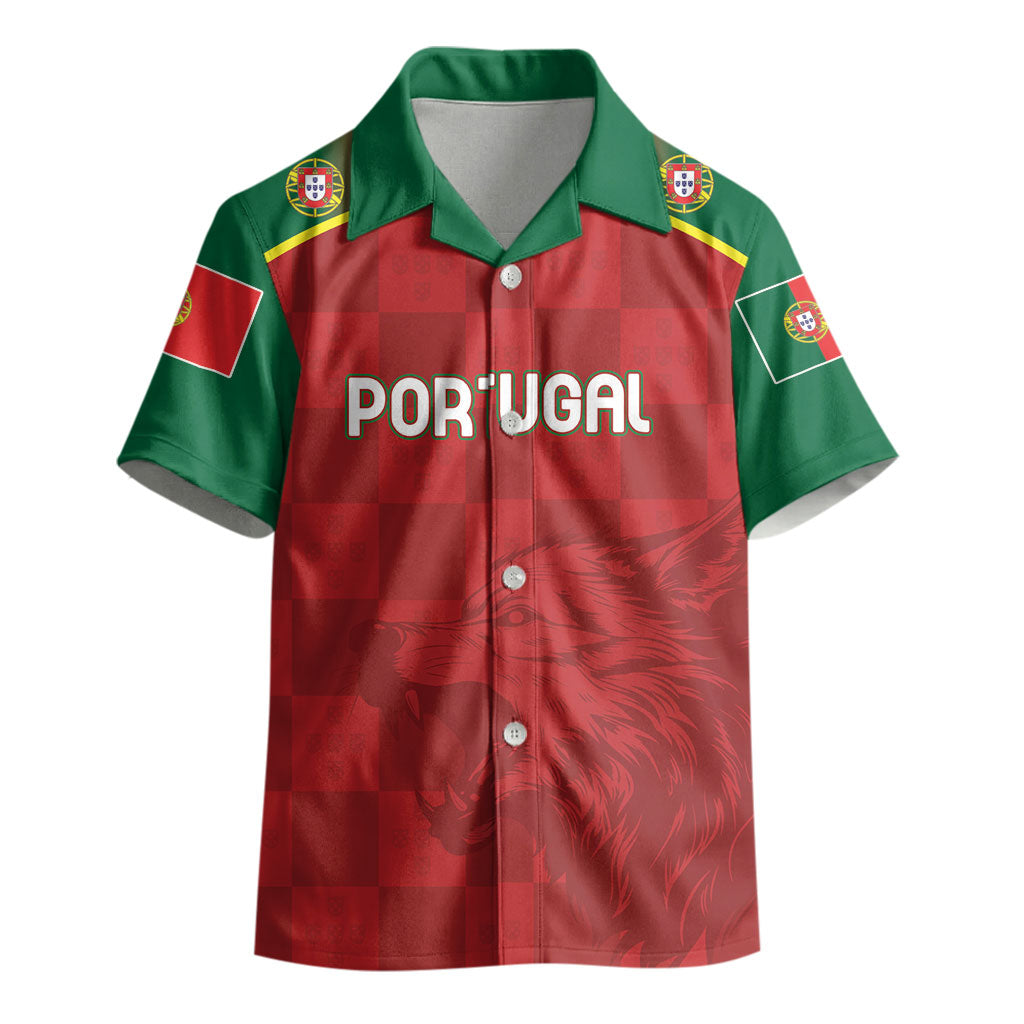 Portugal Rugby Custom Os Lobos Kid Hawaiian Shirt Bandeira das Quinas Inspired